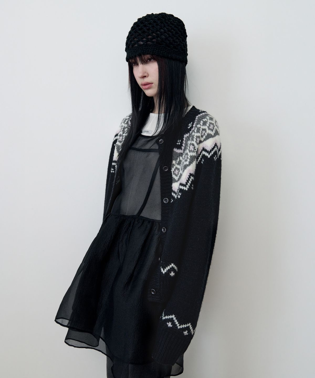 로라로라(ROLAROLA) COWICHAN JACQUARD KNIT CARDIGAN BLACK