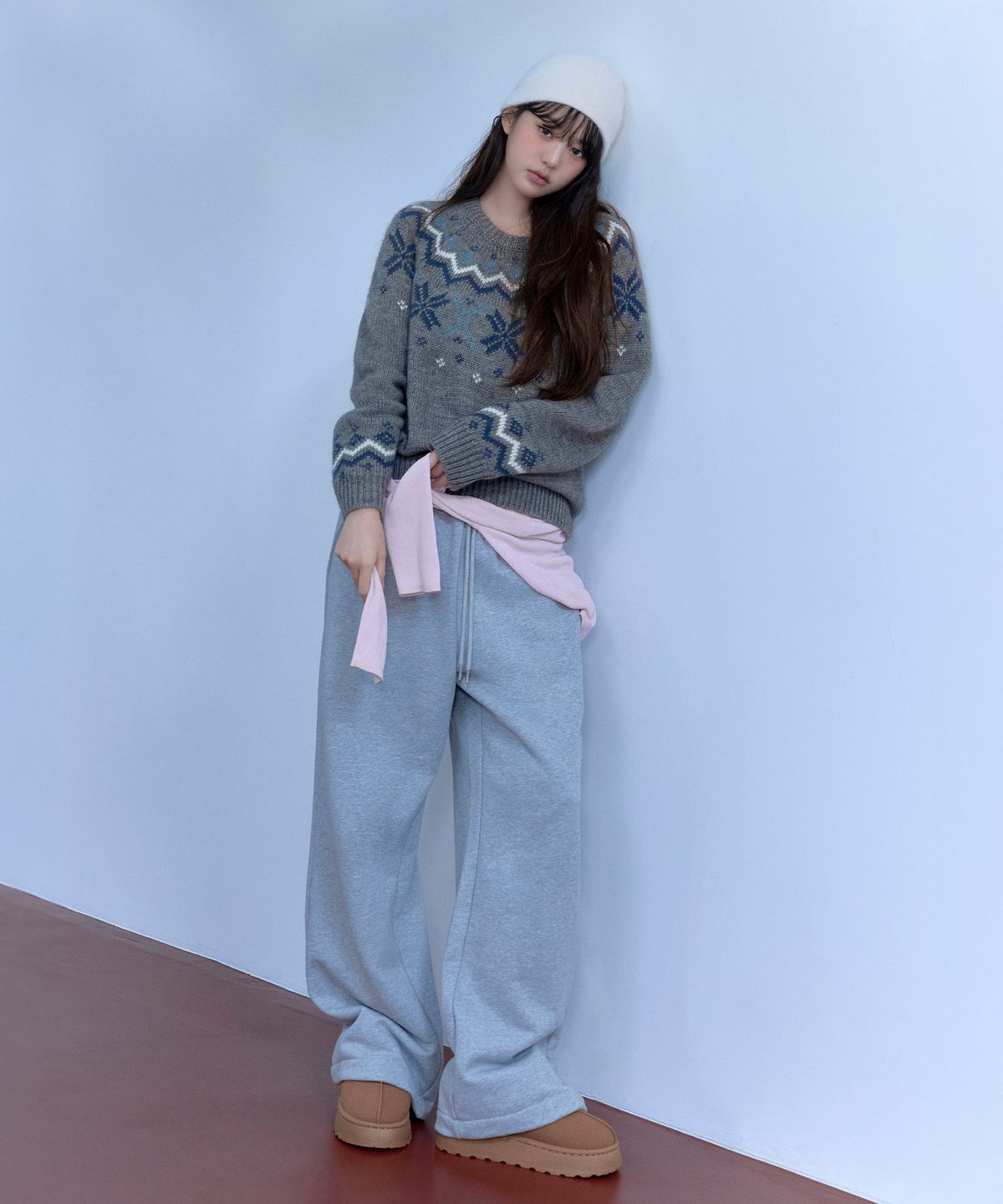 로라로라(ROLAROLA) JACQUARD NORDIC WOOL KNIT GRAY