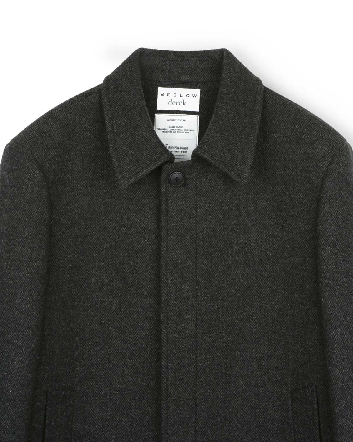 비슬로우(BESLOW) [비슬로우X데릭]OVERSIZED HERRINGBONE ALPACA MAC COAT CHARCOAL HERRINGBONE