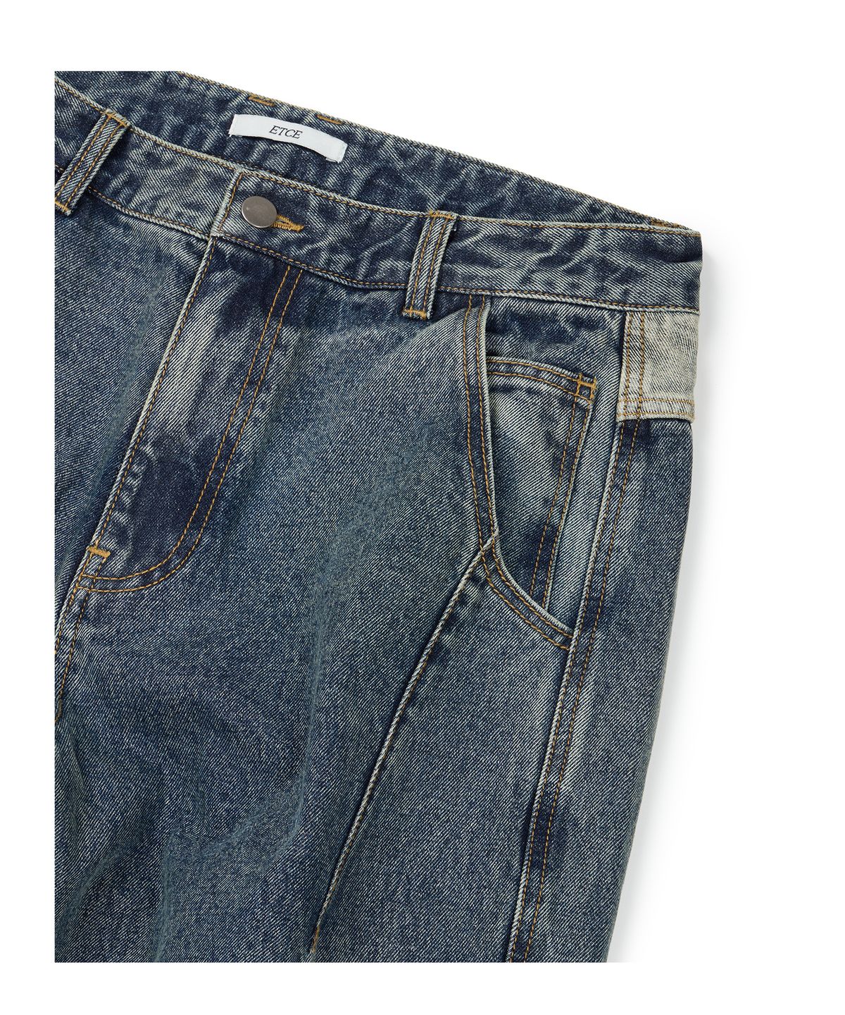 이티씨이(ETCE) CURVED PANEL DENIM PANTS 2.0 (BLUE)