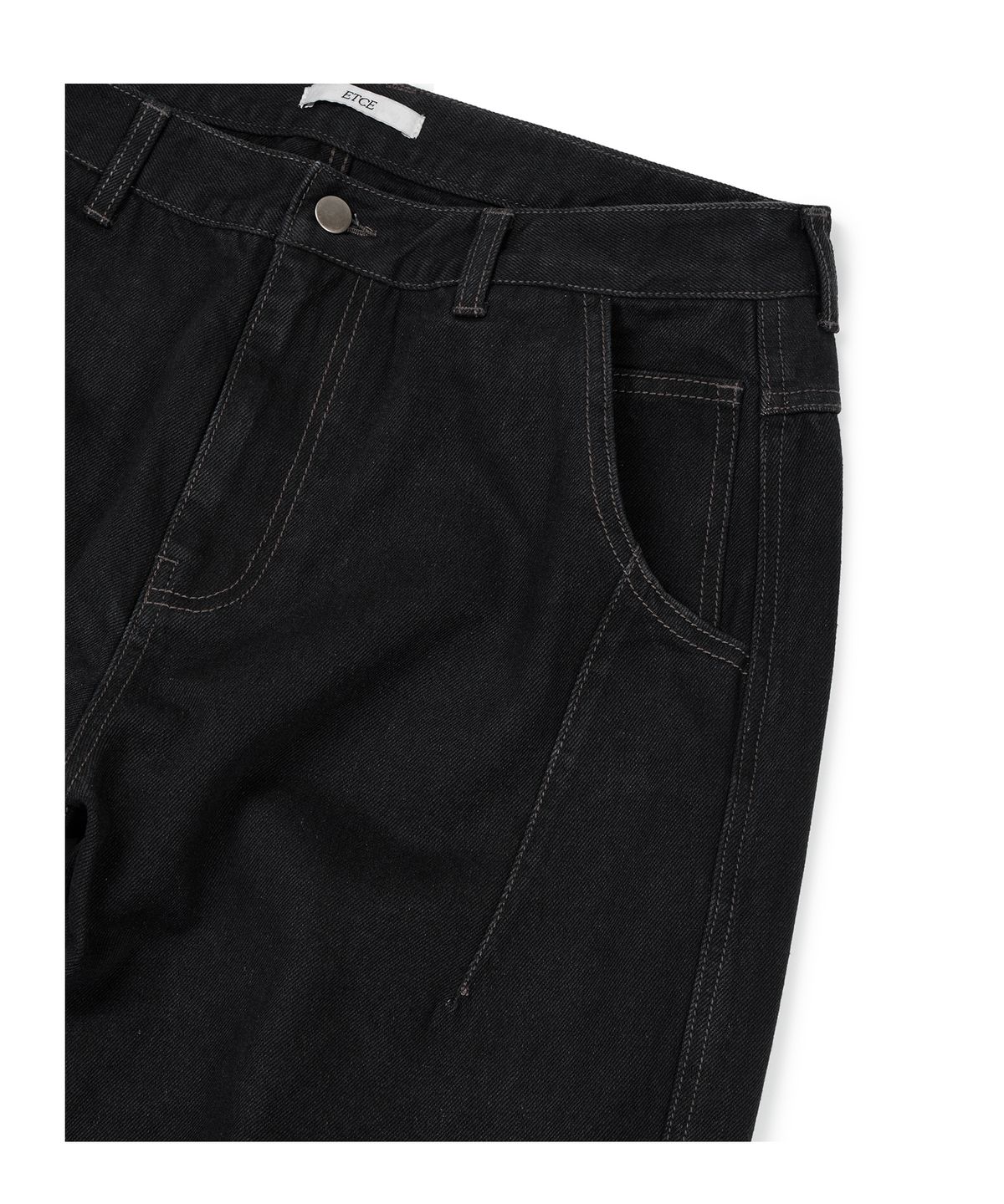 이티씨이(ETCE) CURVED PANEL DENIM PANTS 2.0 (BLACK)