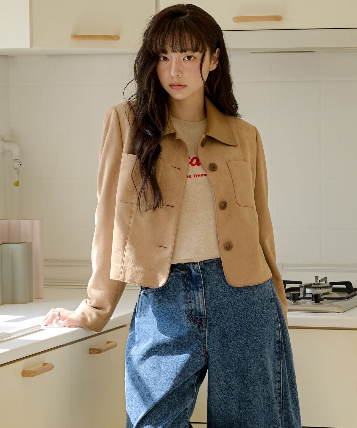 올리브 데 올리브(OLIVE DES OLIVE) 레터링 라운드 풀오버 OK5AP8900