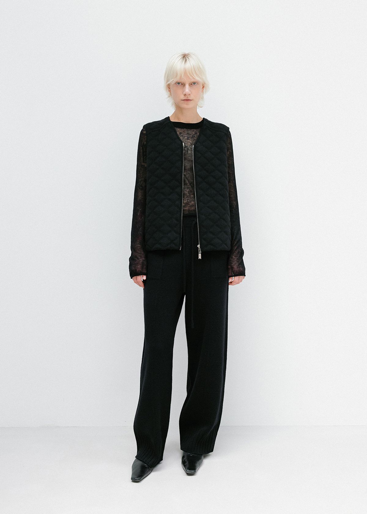 우마뭉(UMARMUNG) Super fine merino wholegarment pants_Black
