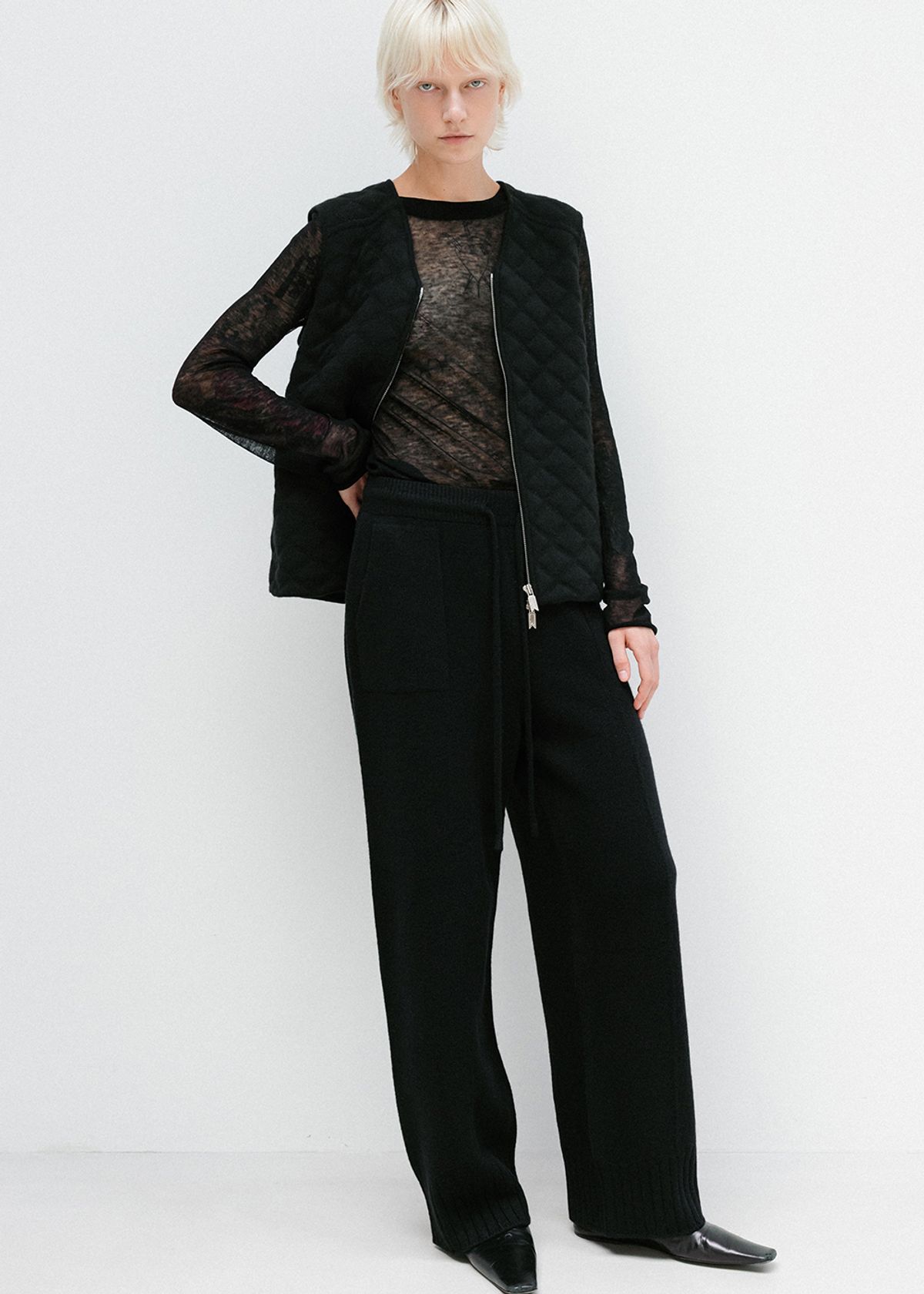 우마뭉(UMARMUNG) Super fine merino wholegarment pants_Black