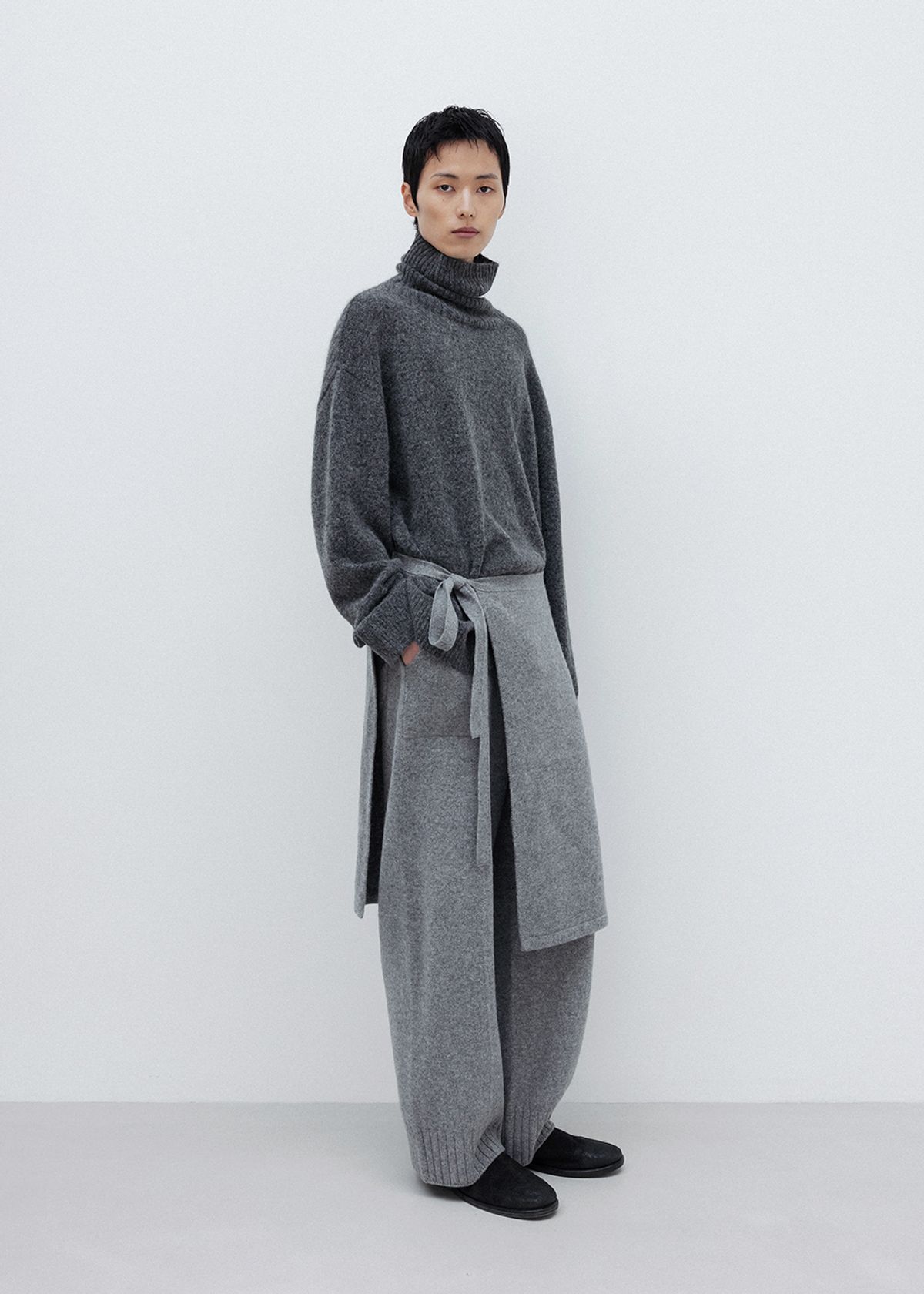 우마뭉(UMARMUNG) Super fine merino wholegarment pants_Heather grey