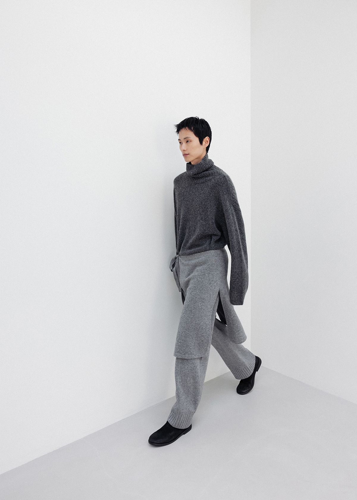 우마뭉(UMARMUNG) Super fine merino wholegarment pants_Heather grey