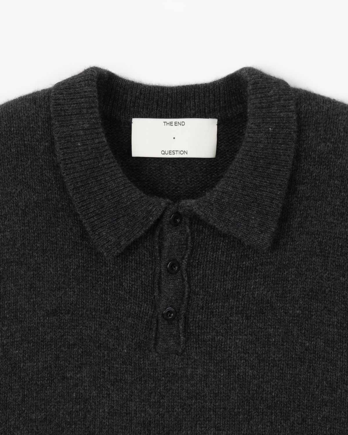 디앤드퀘스천(THEENDQUESTION) Raccoon collar knit top / DARK GRAY