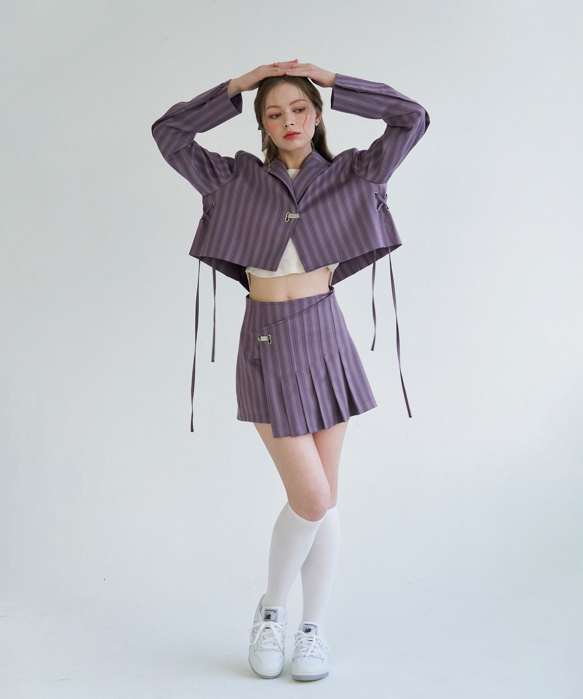 체리퀴리(CHERRYQUIRI) Pleats wrap sk - purple stripe
