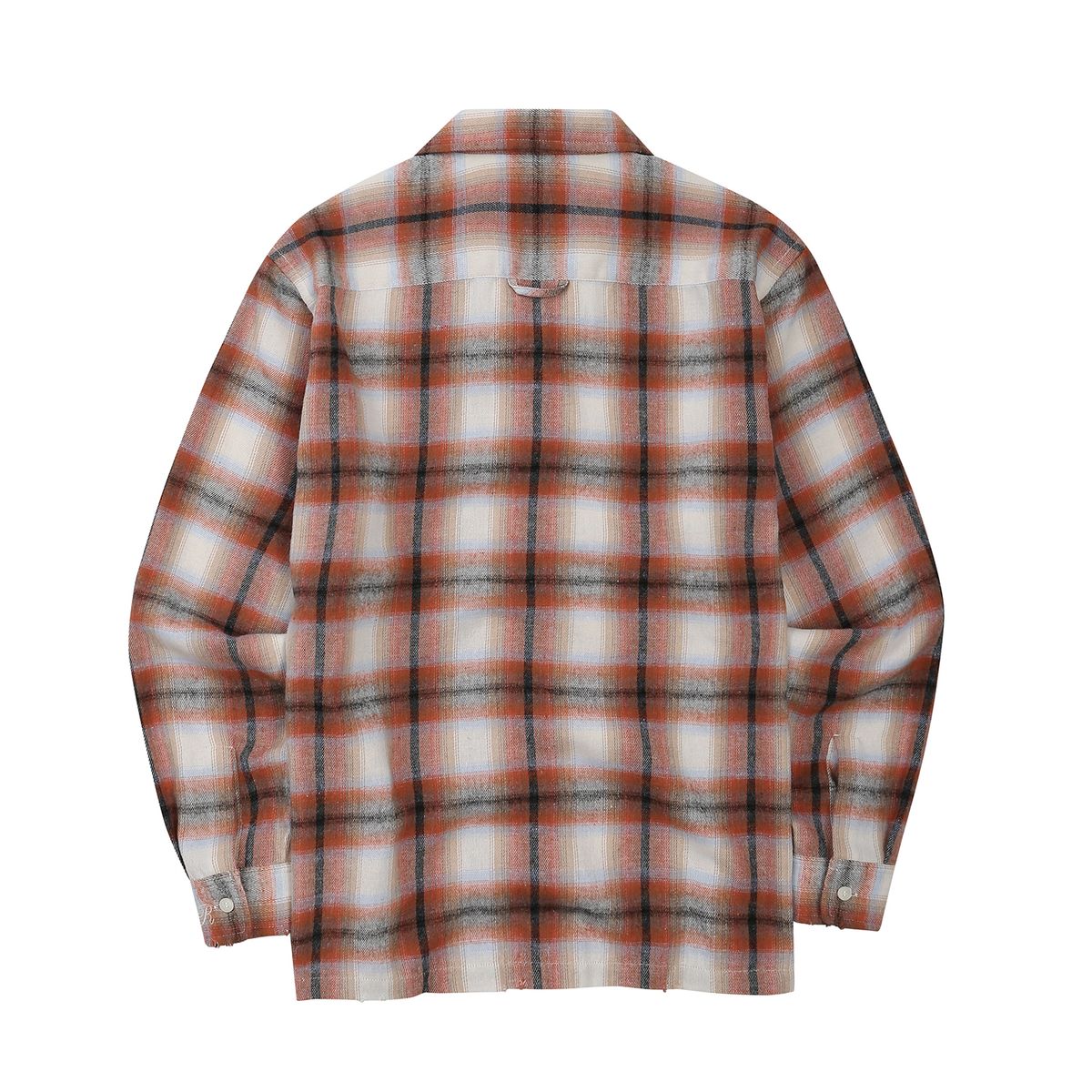 이이이알알알(EEERRR) EEERRR Damage washing  over-crop fit check long shirt (Orange)