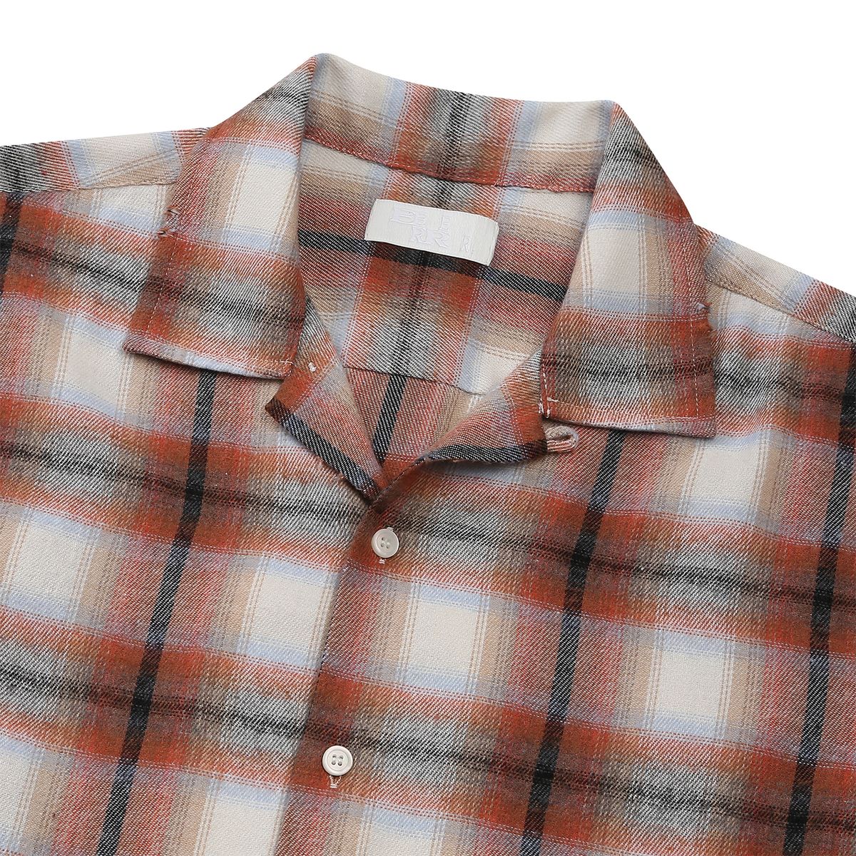이이이알알알(EEERRR) EEERRR Damage washing  over-crop fit check long shirt (Orange)