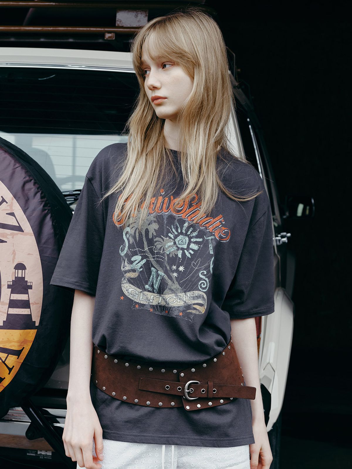 레이브(RAIVE) Wide Stud Belt VX5AT621_2color