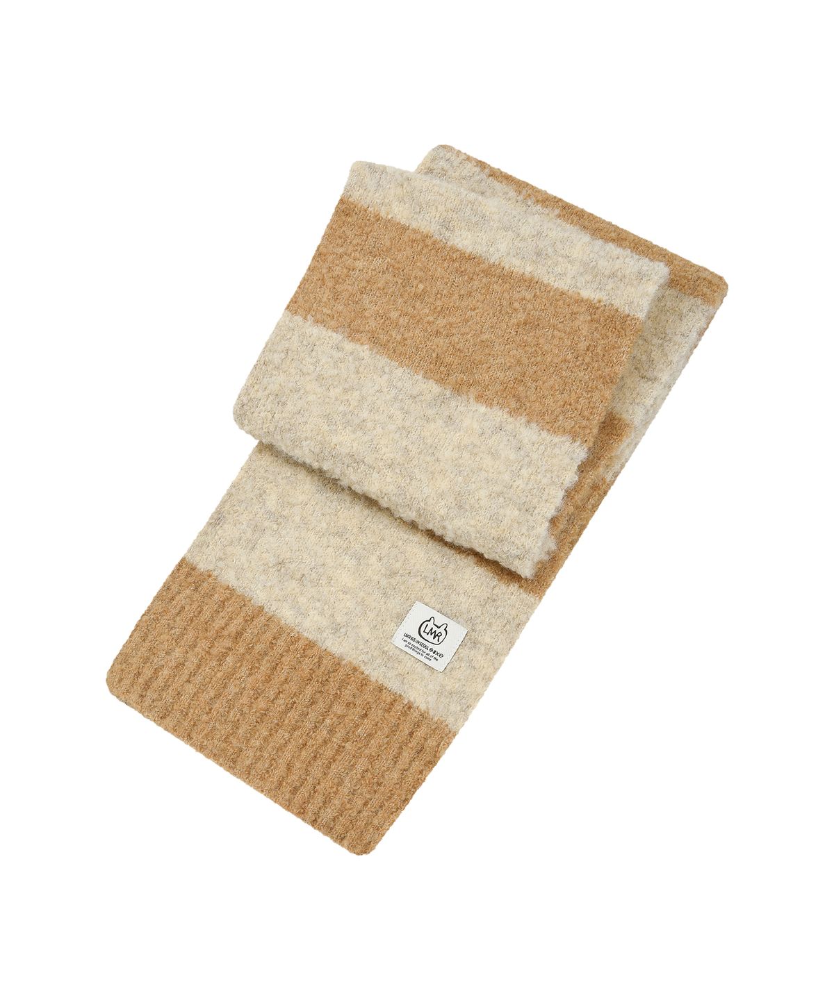엘엠알(LMR) 블록 스트라이프 니트 머플러 BEIGE IVORY