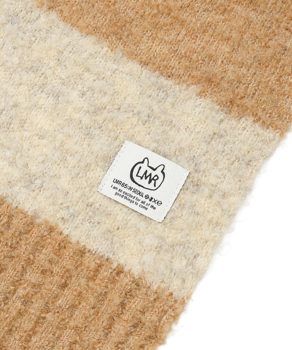 엘엠알(LMR) 블록 스트라이프 니트 머플러 BEIGE IVORY