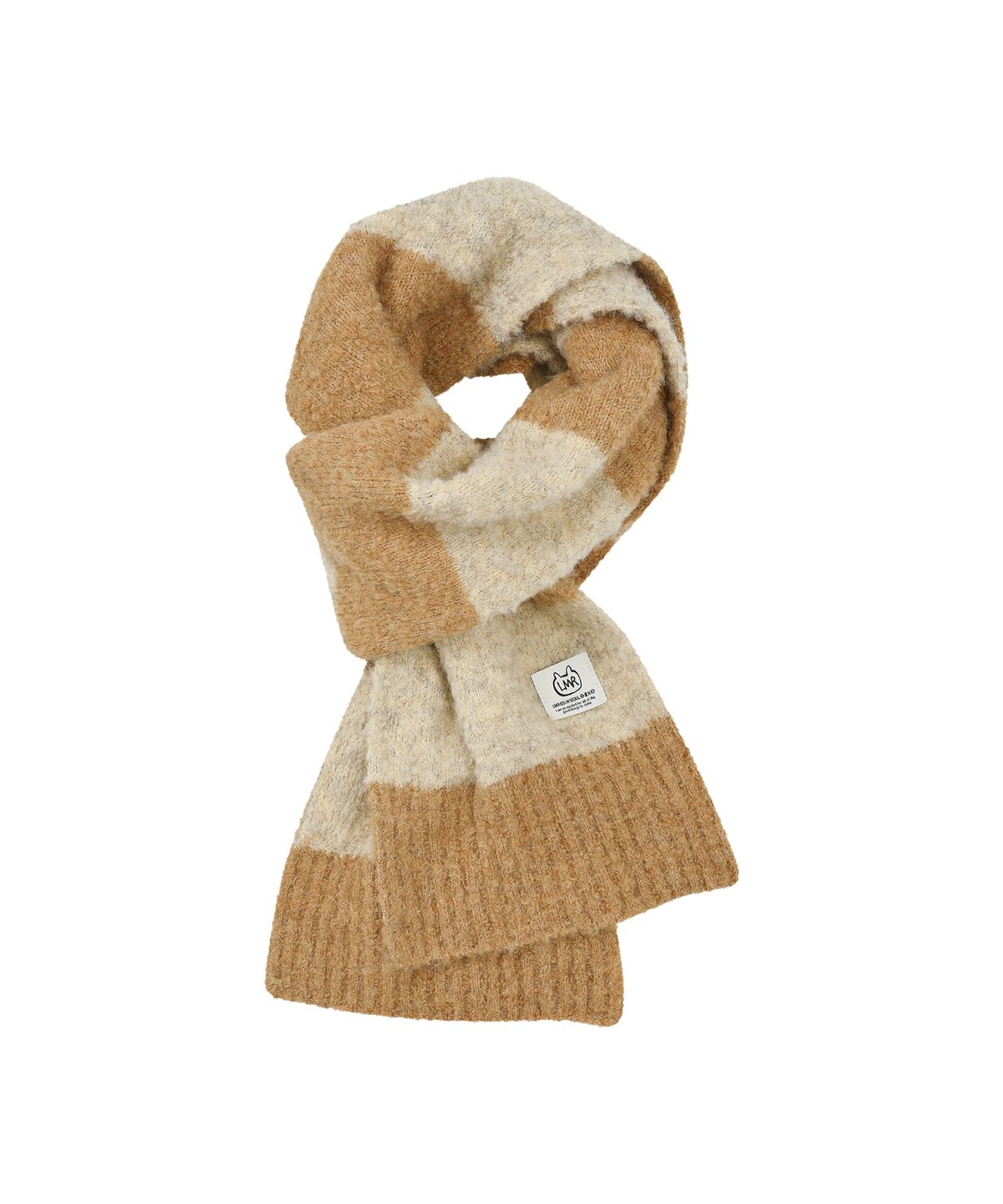 엘엠알(LMR) 블록 스트라이프 니트 머플러 BEIGE IVORY