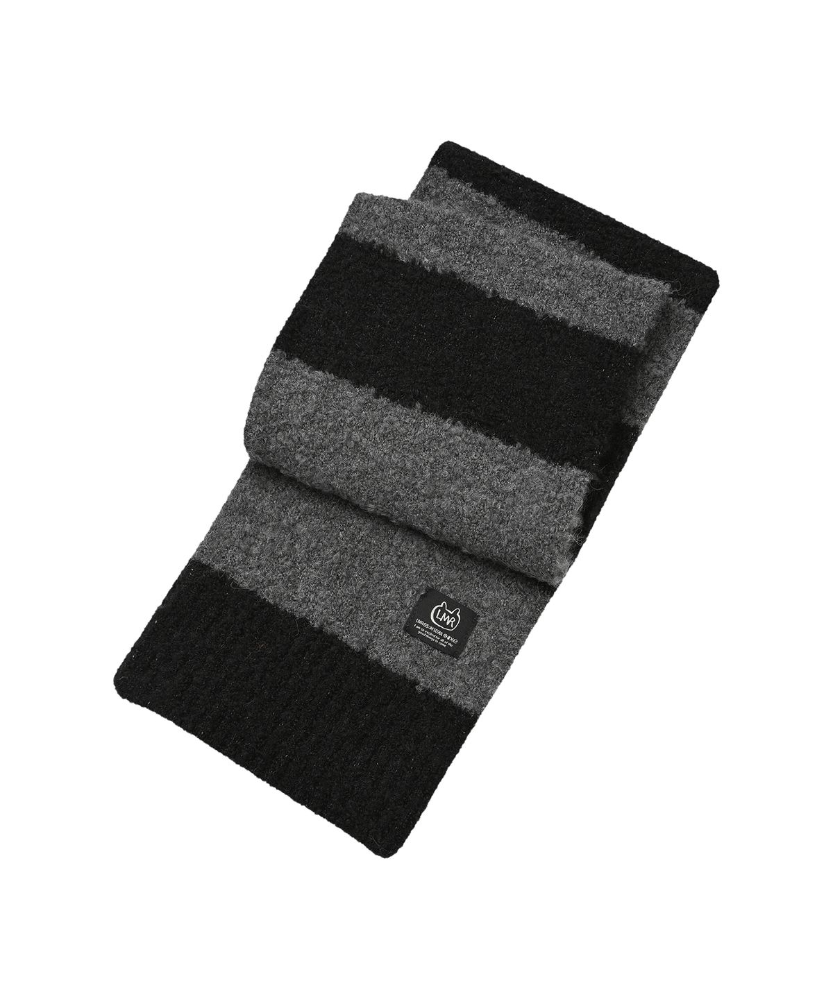 엘엠알(LMR) 블록 스트라이프 니트 머플러 BLACK  GREY