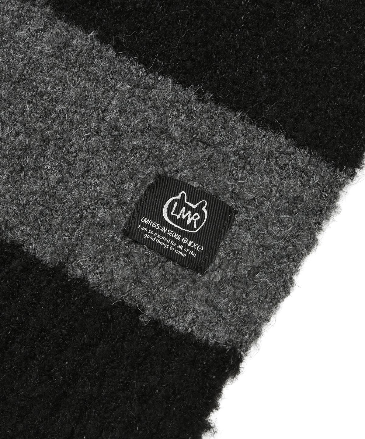 엘엠알(LMR) 블록 스트라이프 니트 머플러 BLACK  GREY
