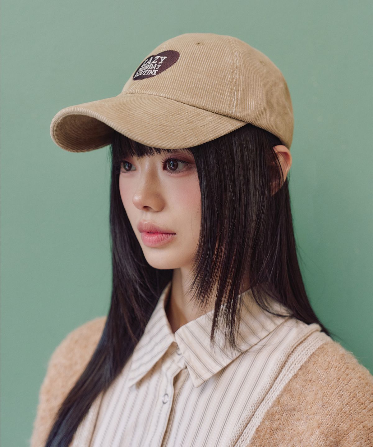 엘엠알(LMR) 코듀로이 하트 자수 볼캡 BEIGE
