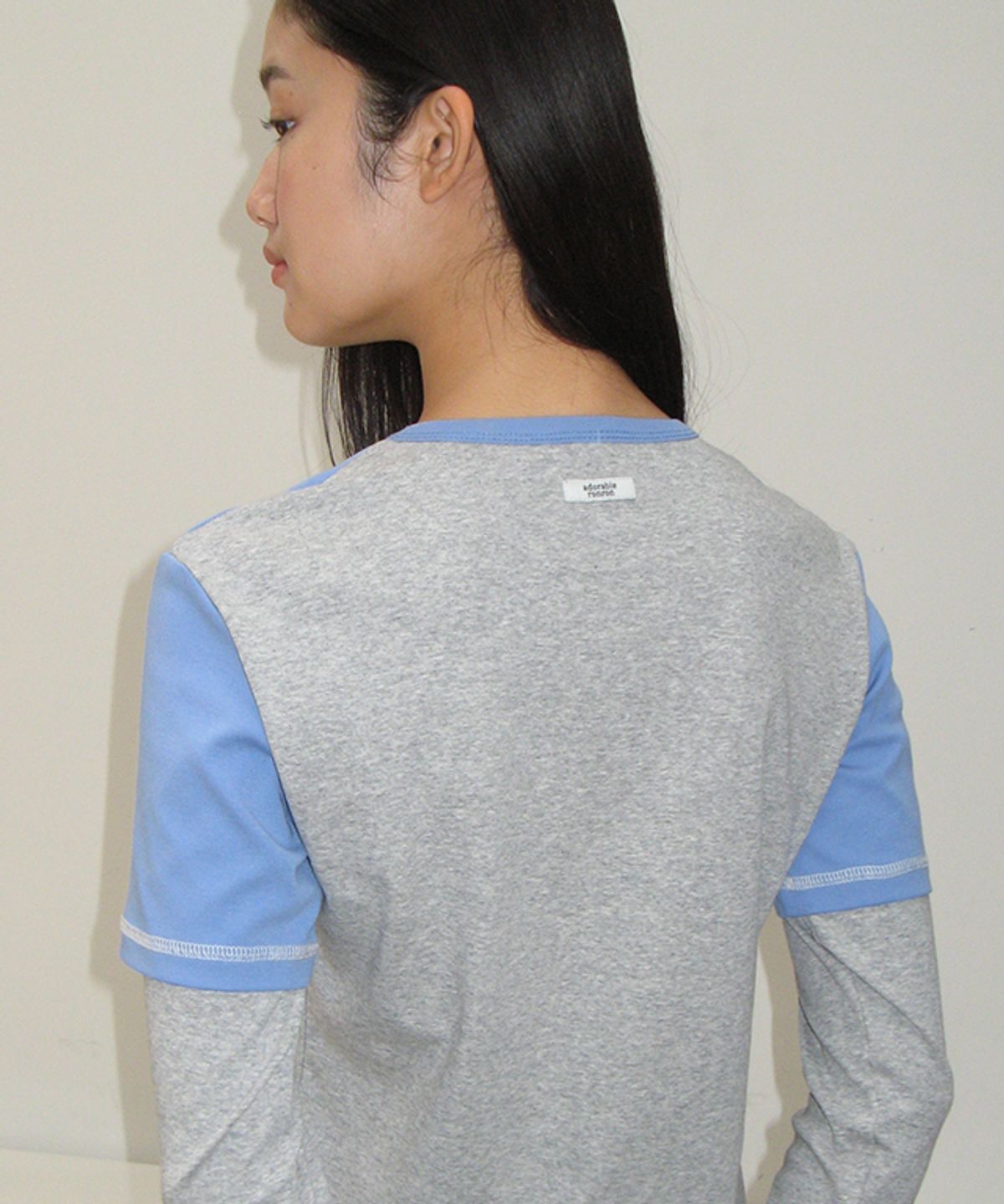 론론(RONRON) SPORTY SLIM LAYERED LONG SLEEVE GREY BLUE