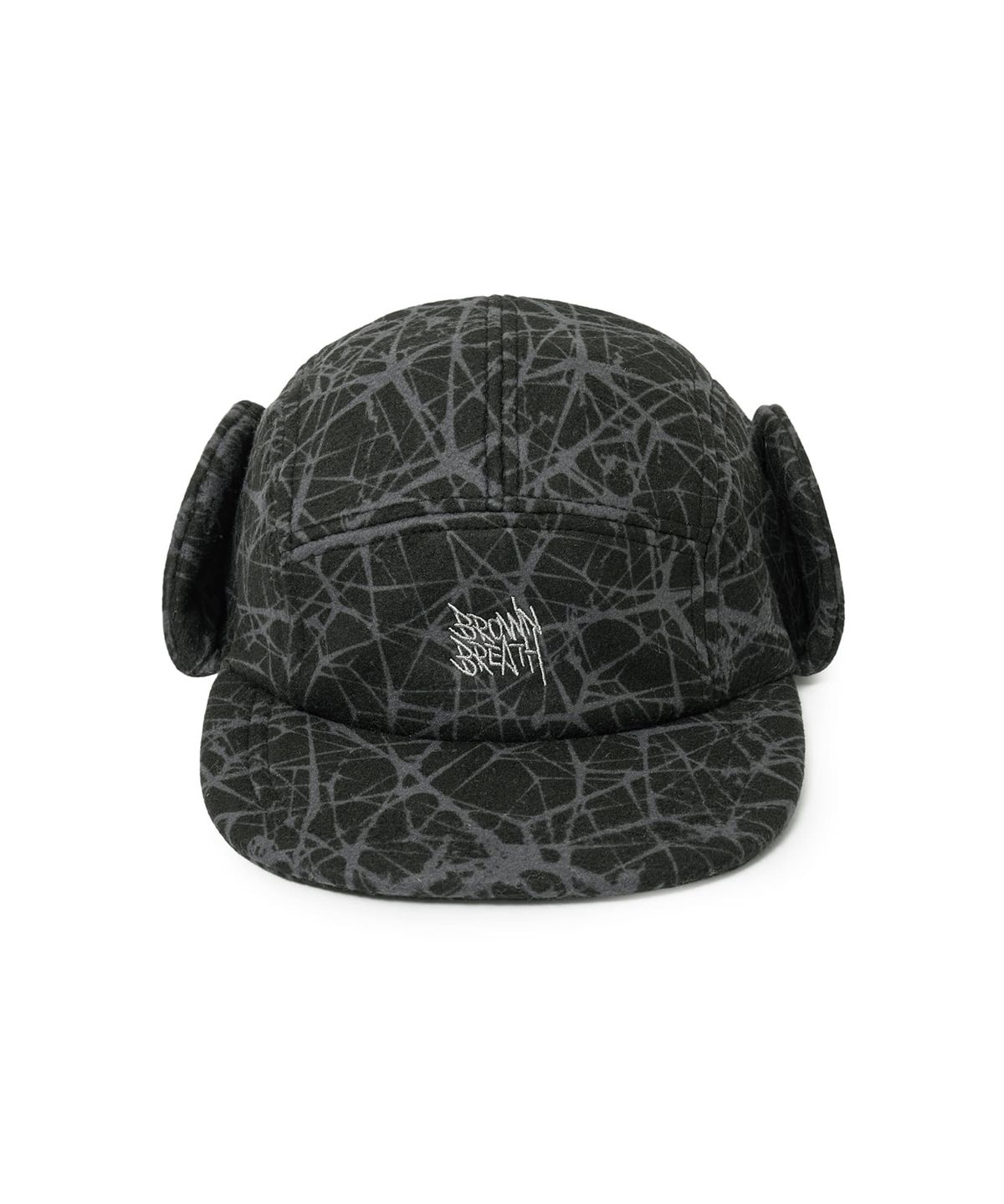 브라운브레스(BROWNBREATH) SPRAWL BOUCLE EARFLAP CAMP CAP - BLACK