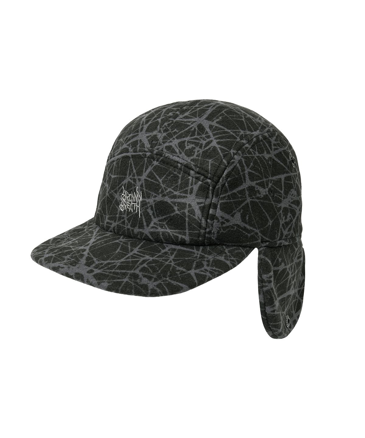 브라운브레스(BROWNBREATH) SPRAWL BOUCLE EARFLAP CAMP CAP - BLACK