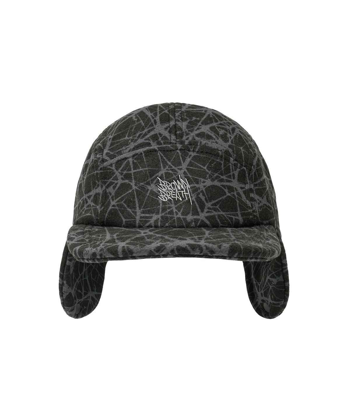 브라운브레스(BROWNBREATH) SPRAWL BOUCLE EARFLAP CAMP CAP - BLACK