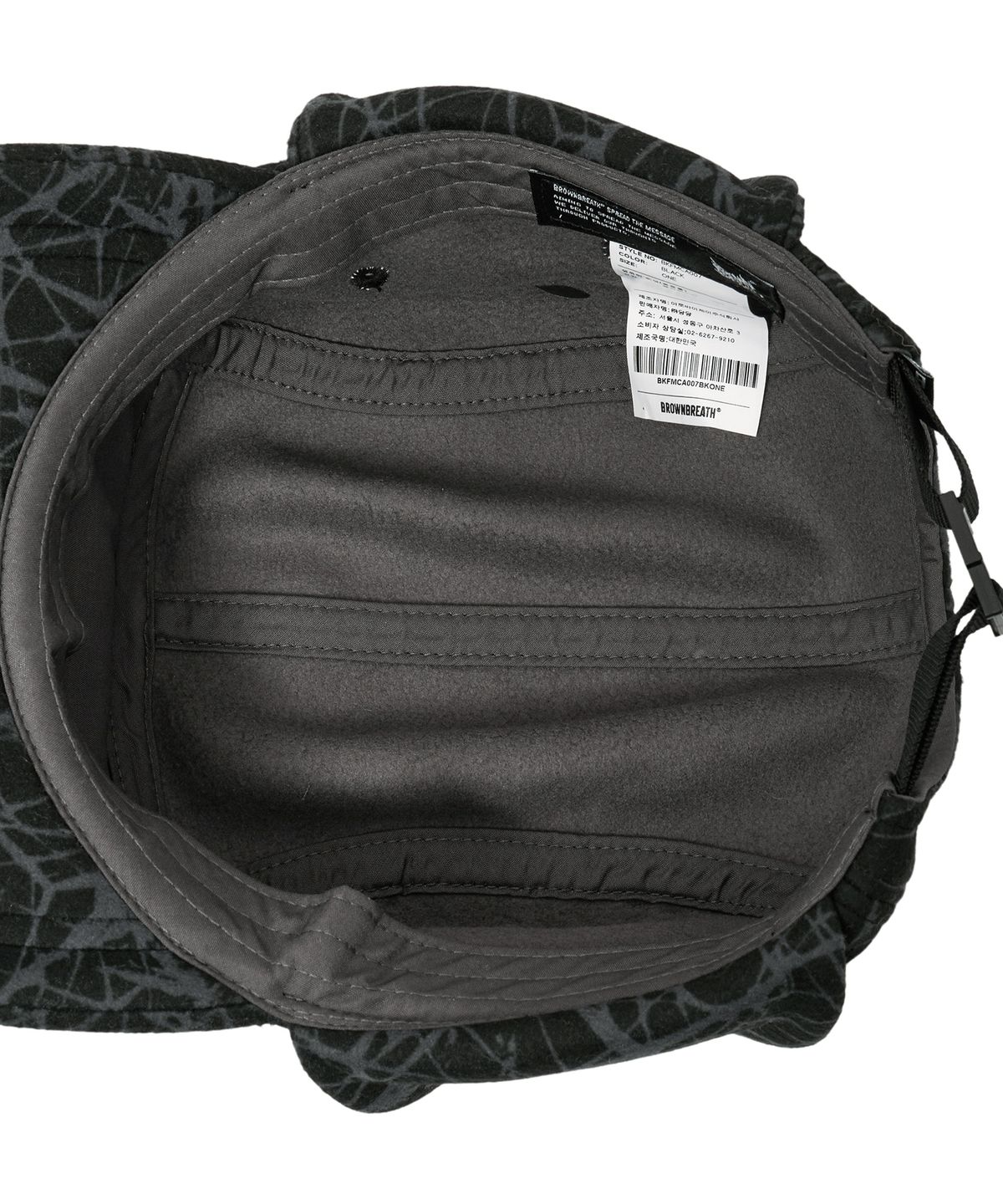 브라운브레스(BROWNBREATH) SPRAWL BOUCLE EARFLAP CAMP CAP - BLACK