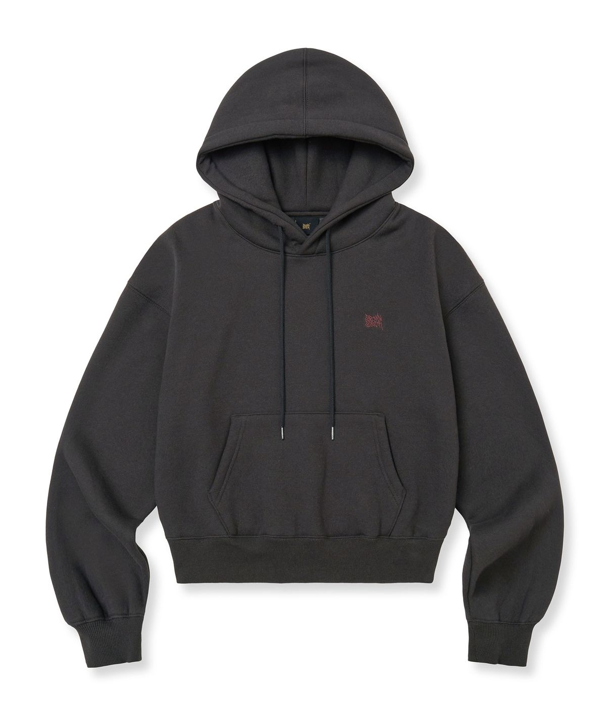 브라운브레스(BROWNBREATH) W TAG CROP HOODIE - CHARCOAL