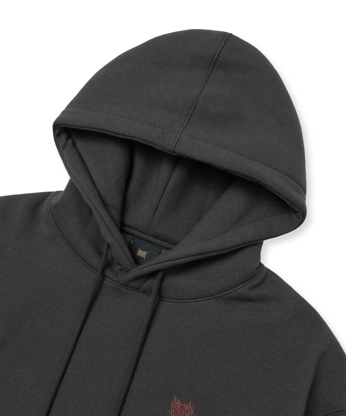 브라운브레스(BROWNBREATH) W TAG CROP HOODIE - CHARCOAL