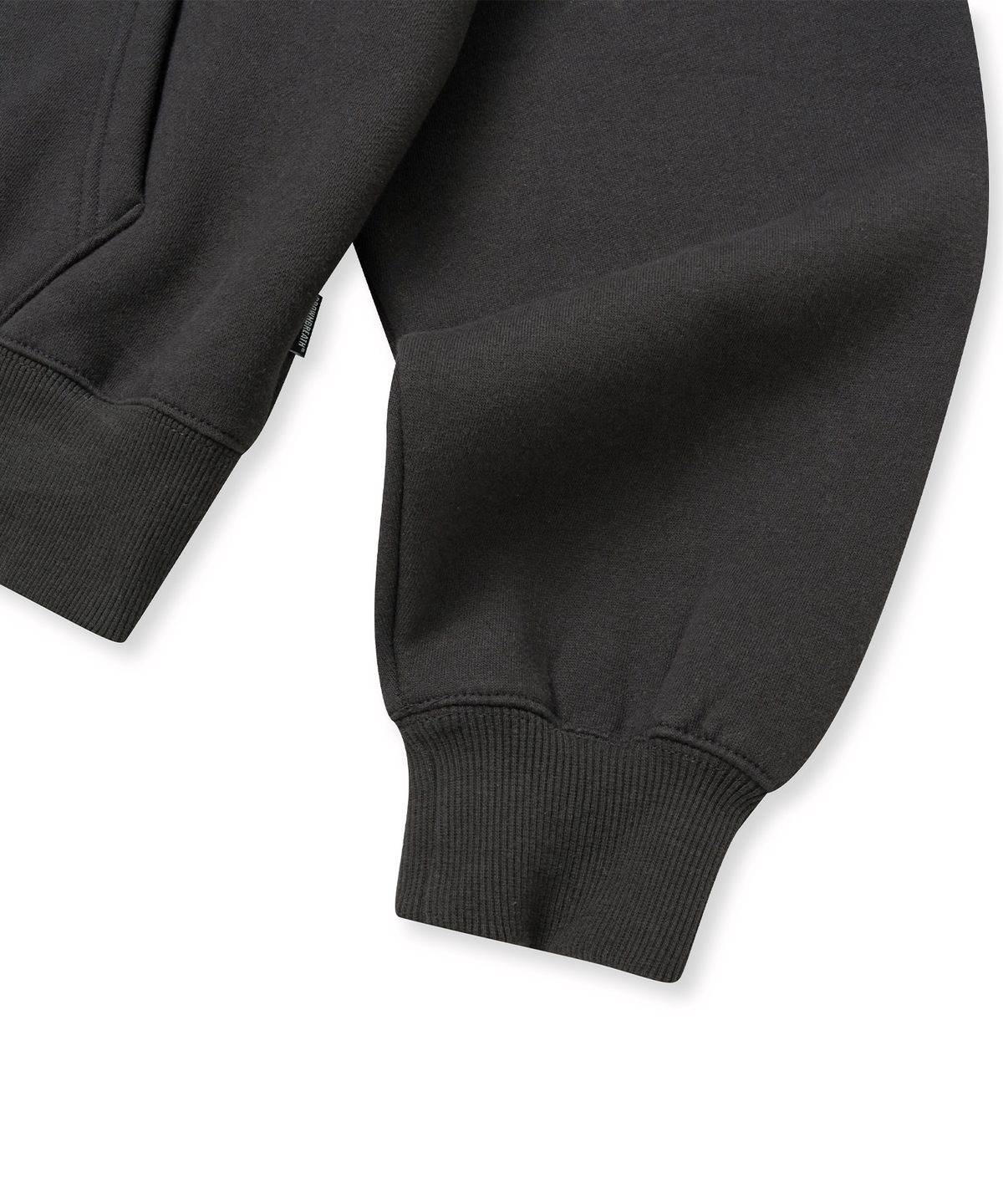 브라운브레스(BROWNBREATH) W TAG CROP HOODIE - CHARCOAL