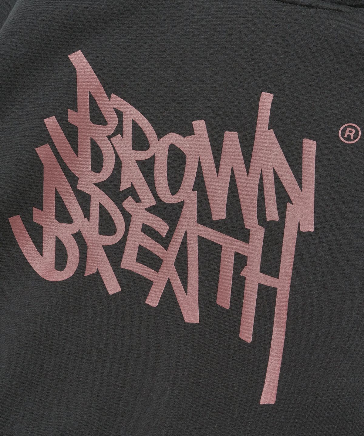 브라운브레스(BROWNBREATH) W TAG CROP HOODIE - CHARCOAL