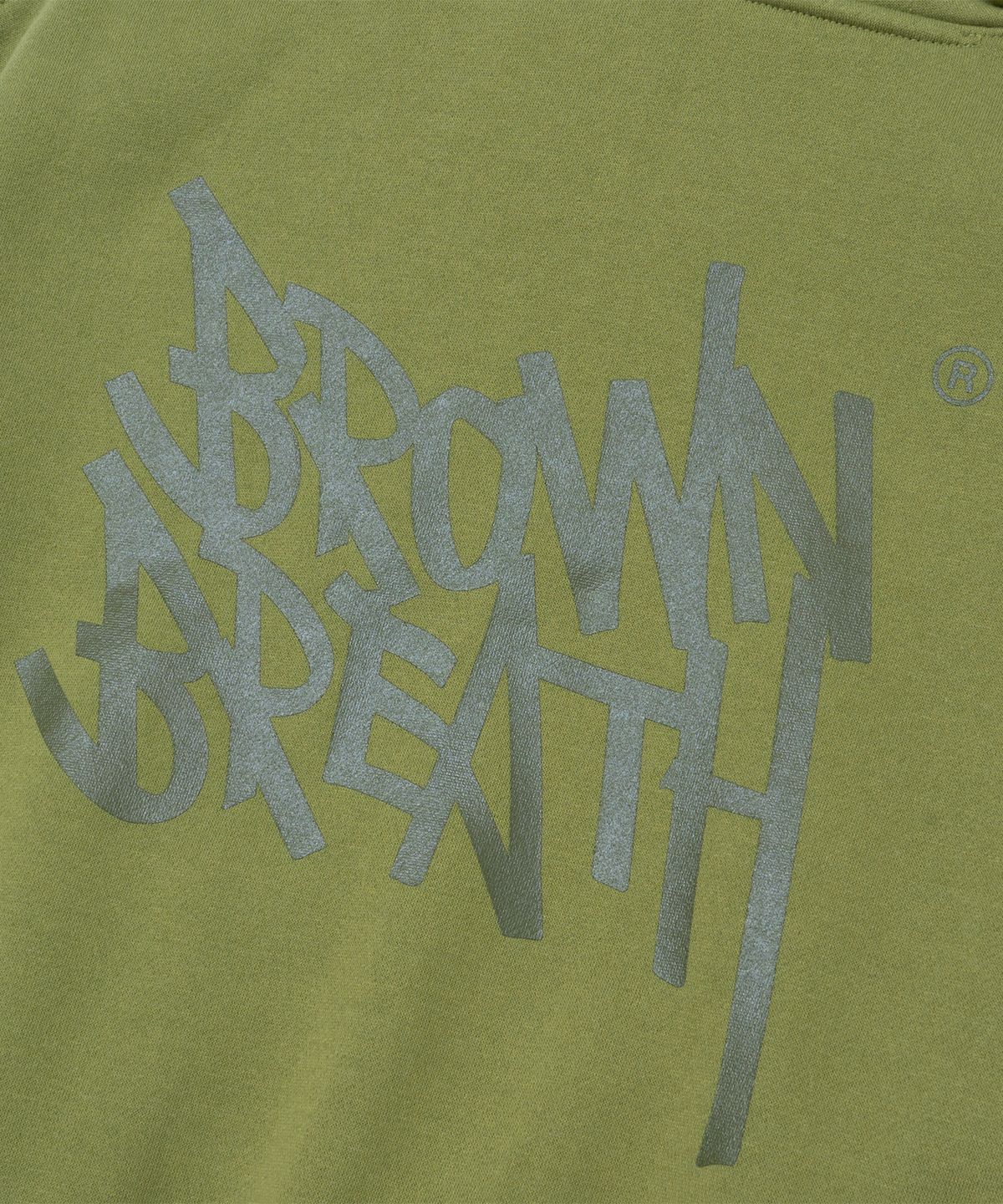 브라운브레스(BROWNBREATH) W TAG CROP HOODIE - OLIVE