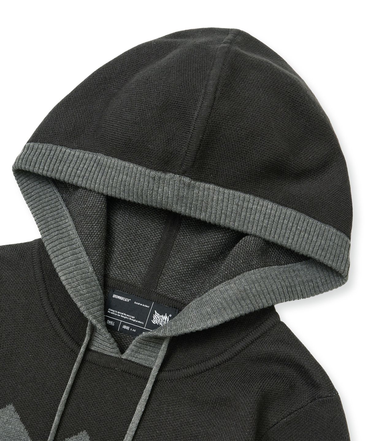 브라운브레스(BROWNBREATH) W BB SLIM FIT KNIT HOODIE - CHARCOAL