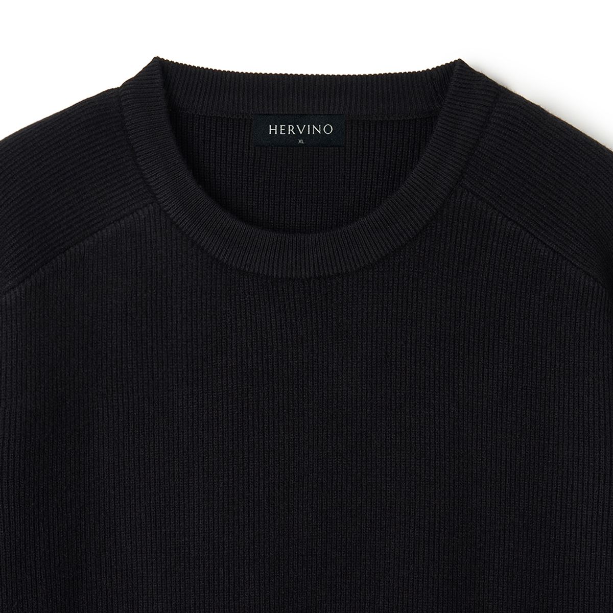 에르비노(HERVINO) 레글런 크루넥 머슬 니트[블랙]