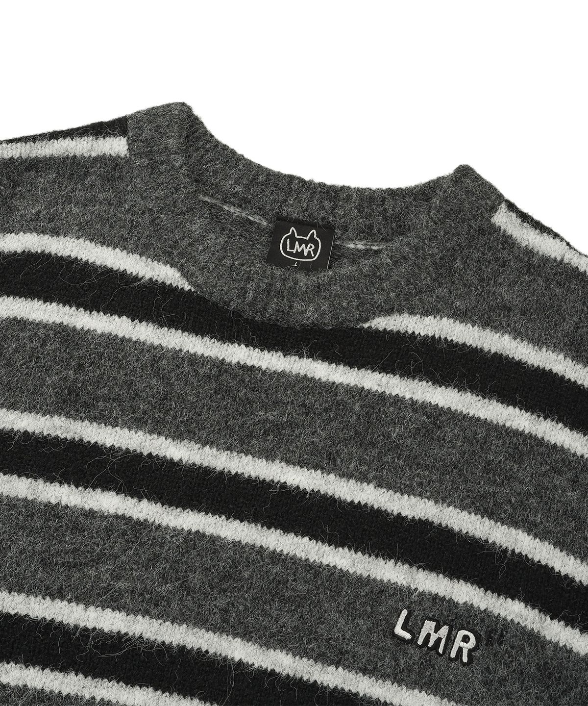 엘엠알(LMR) 헤어리 스트라이프 풀오버 니트 DARK GREY
