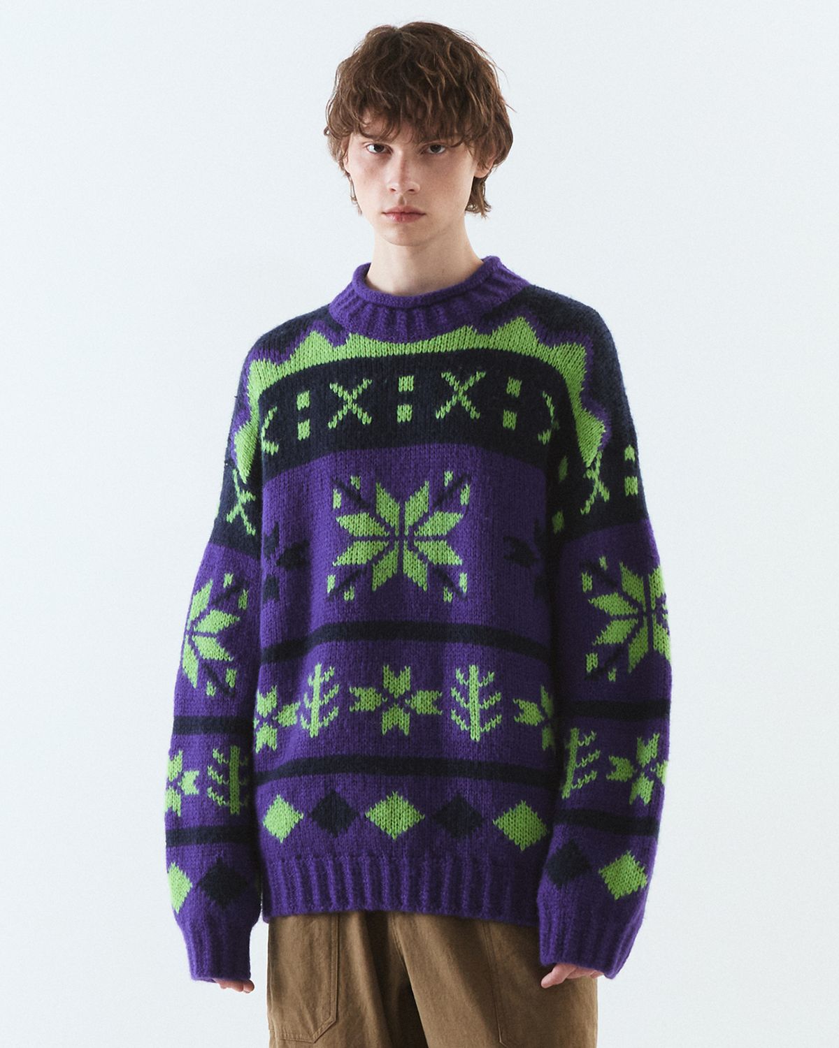 디앤드퀘스천(THEENDQUESTION) Snow jacquard knit top / PURPLE