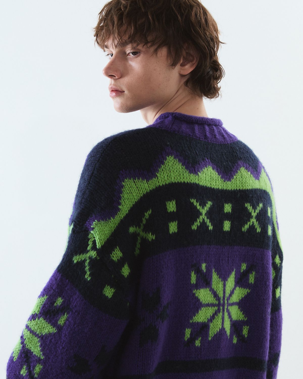 디앤드퀘스천(THEENDQUESTION) Snow jacquard knit top / PURPLE