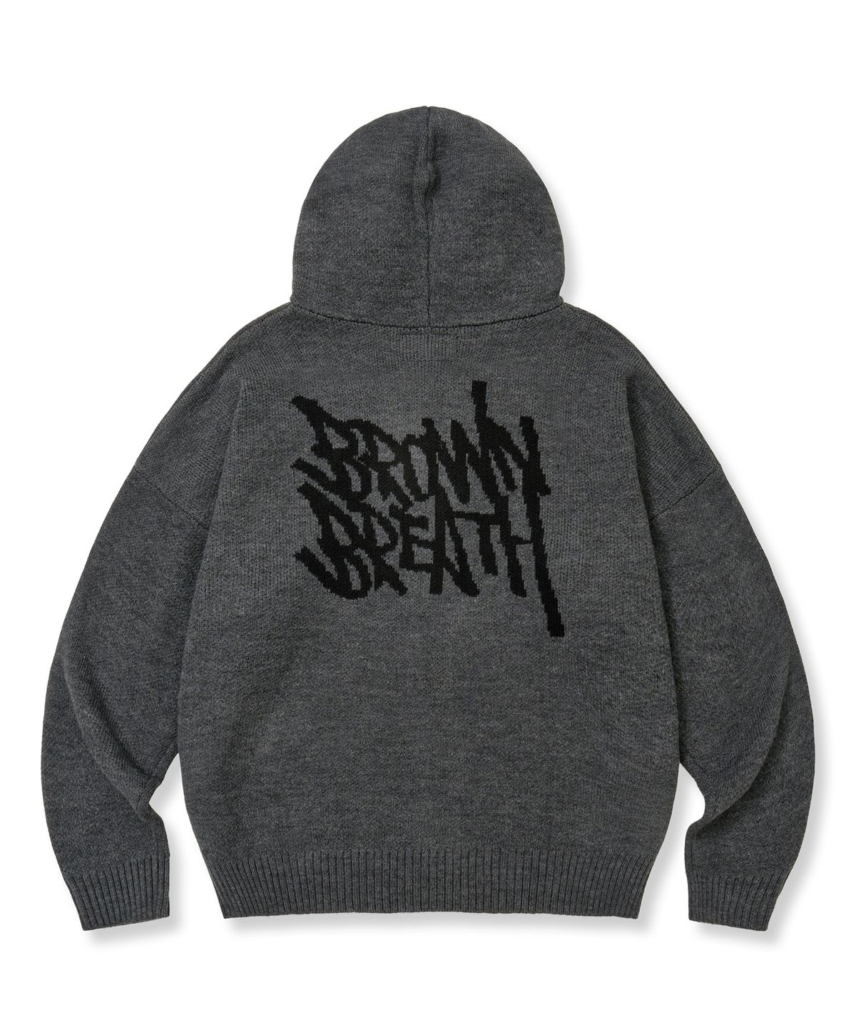 브라운브레스(BROWNBREATH) TAG KNIT HOOD ZIP UP - CHARCOAL
