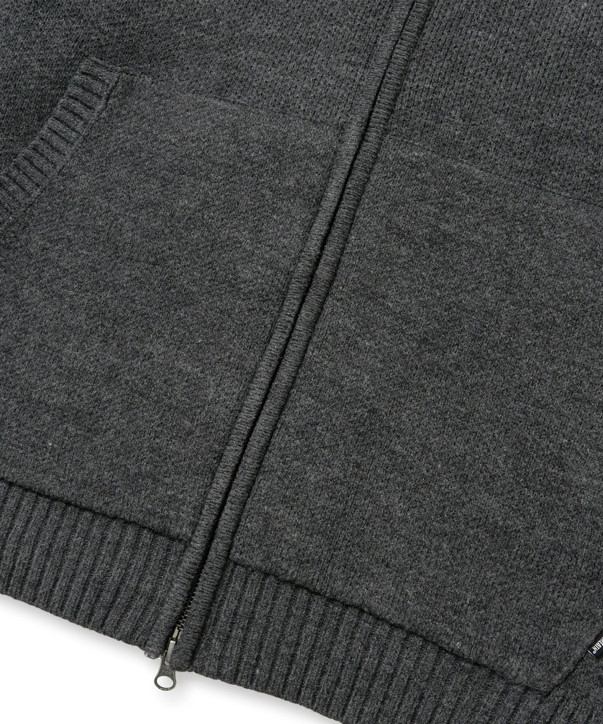 브라운브레스(BROWNBREATH) TAG KNIT HOOD ZIP UP - CHARCOAL