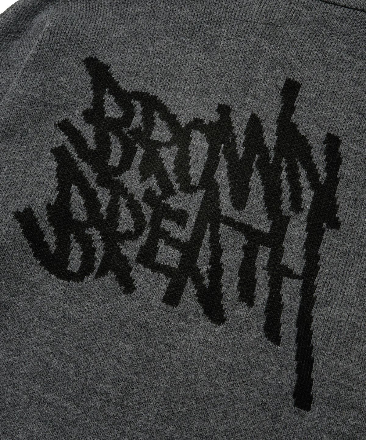 브라운브레스(BROWNBREATH) TAG KNIT HOOD ZIP UP - CHARCOAL