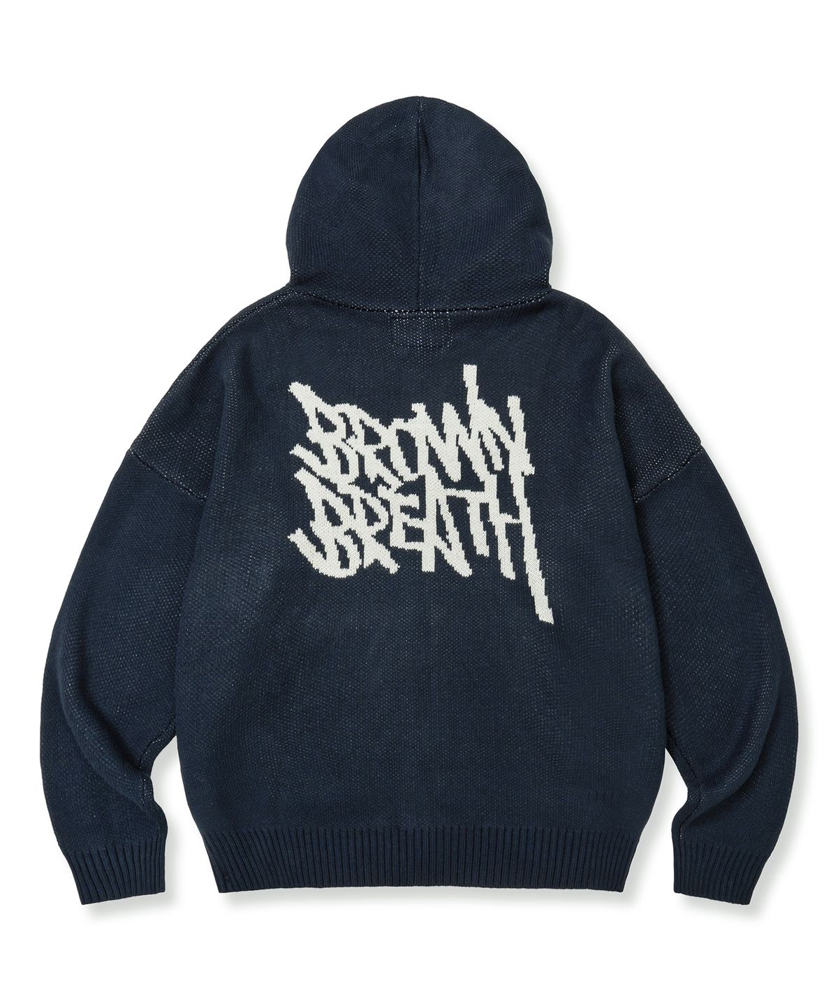 브라운브레스(BROWNBREATH) TAG KNIT HOOD ZIP UP - NAVY