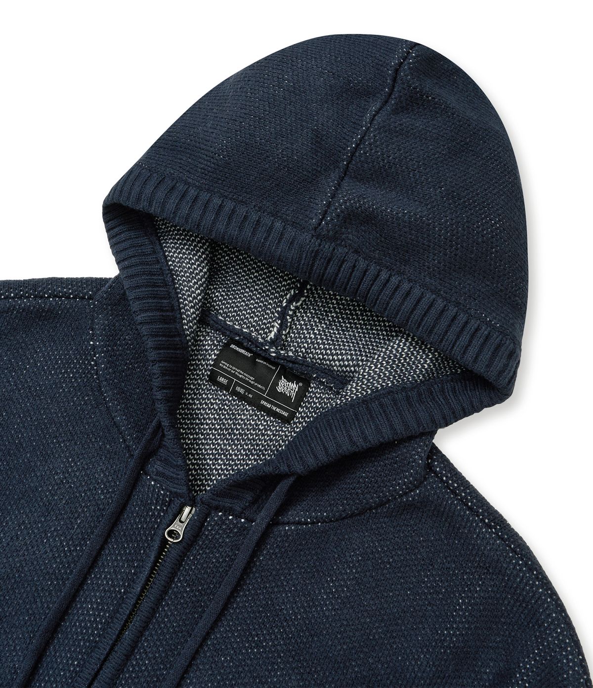 브라운브레스(BROWNBREATH) TAG KNIT HOOD ZIP UP - NAVY