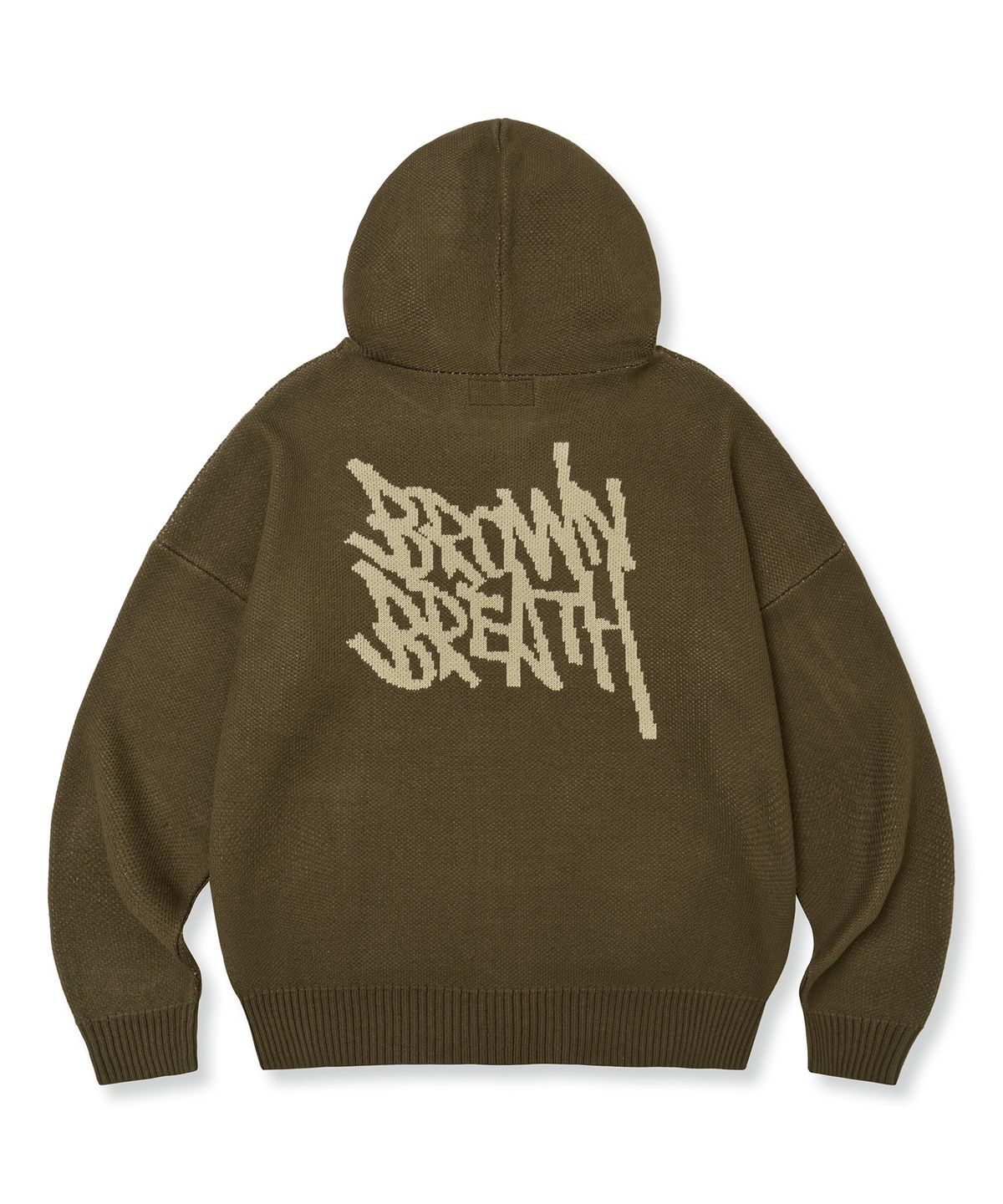 브라운브레스(BROWNBREATH) TAG KNIT HOOD ZIP UP - BROWN