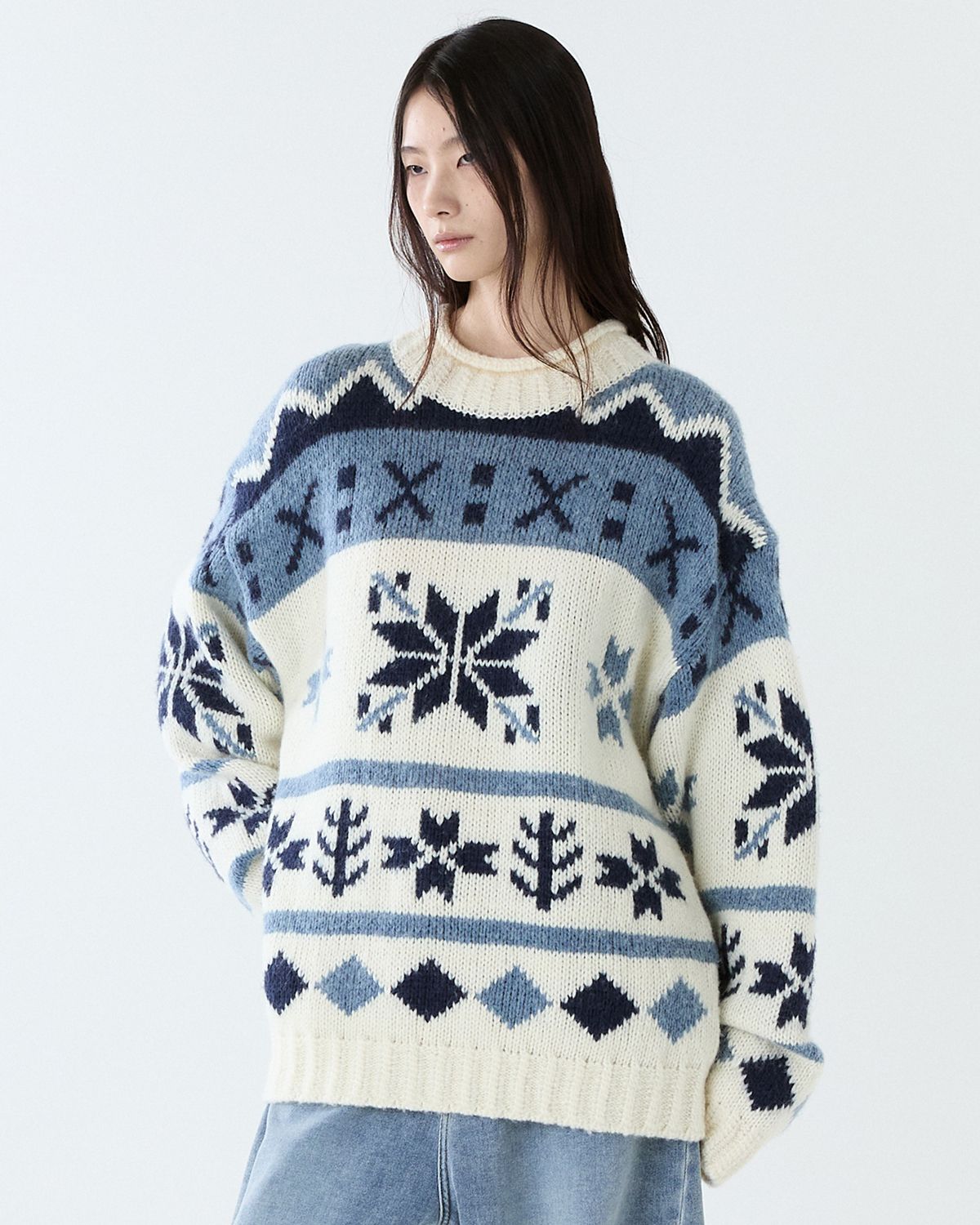 디앤드퀘스천(THEENDQUESTION) Snow jacquard knit top / IVORY