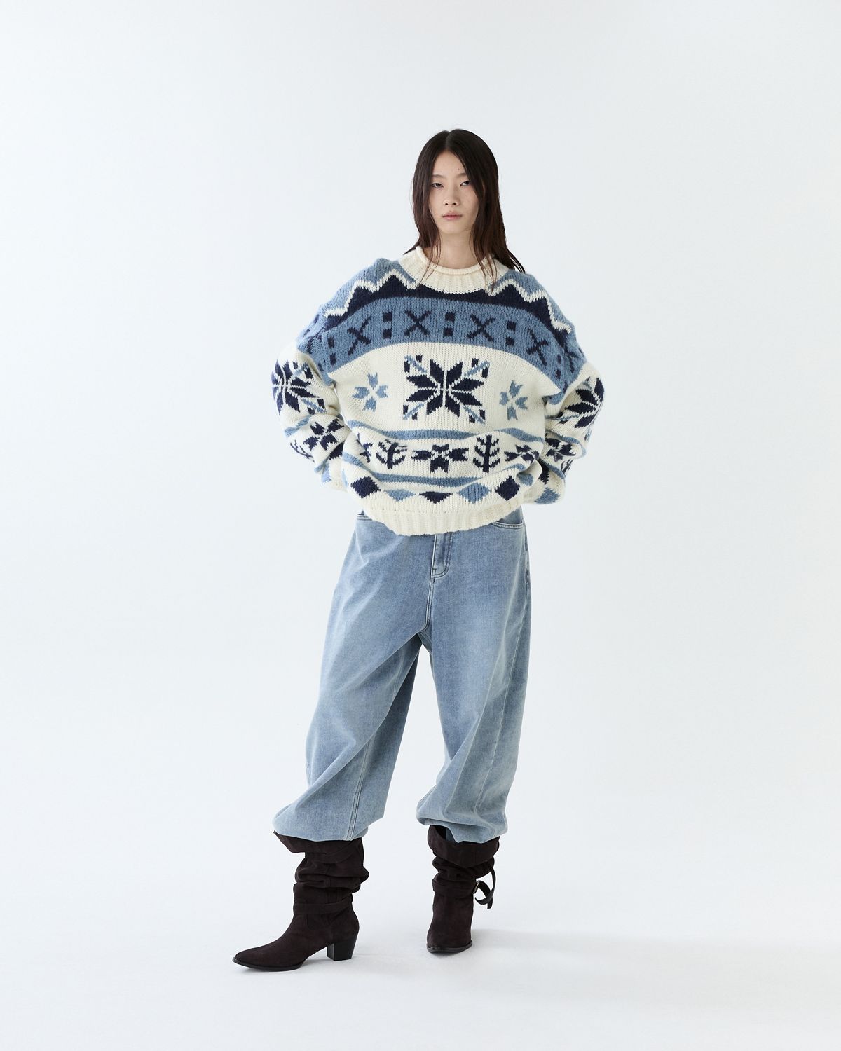 디앤드퀘스천(THEENDQUESTION) Snow jacquard knit top / IVORY