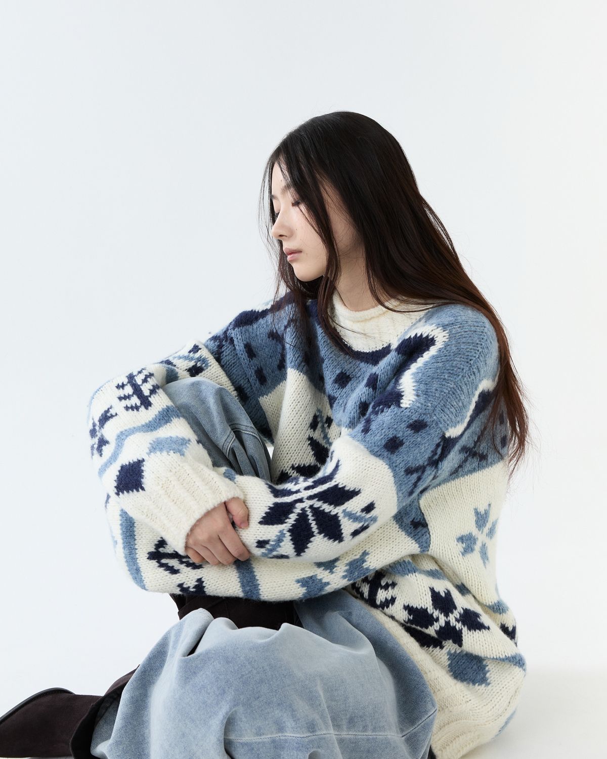 디앤드퀘스천(THEENDQUESTION) Snow jacquard knit top / IVORY