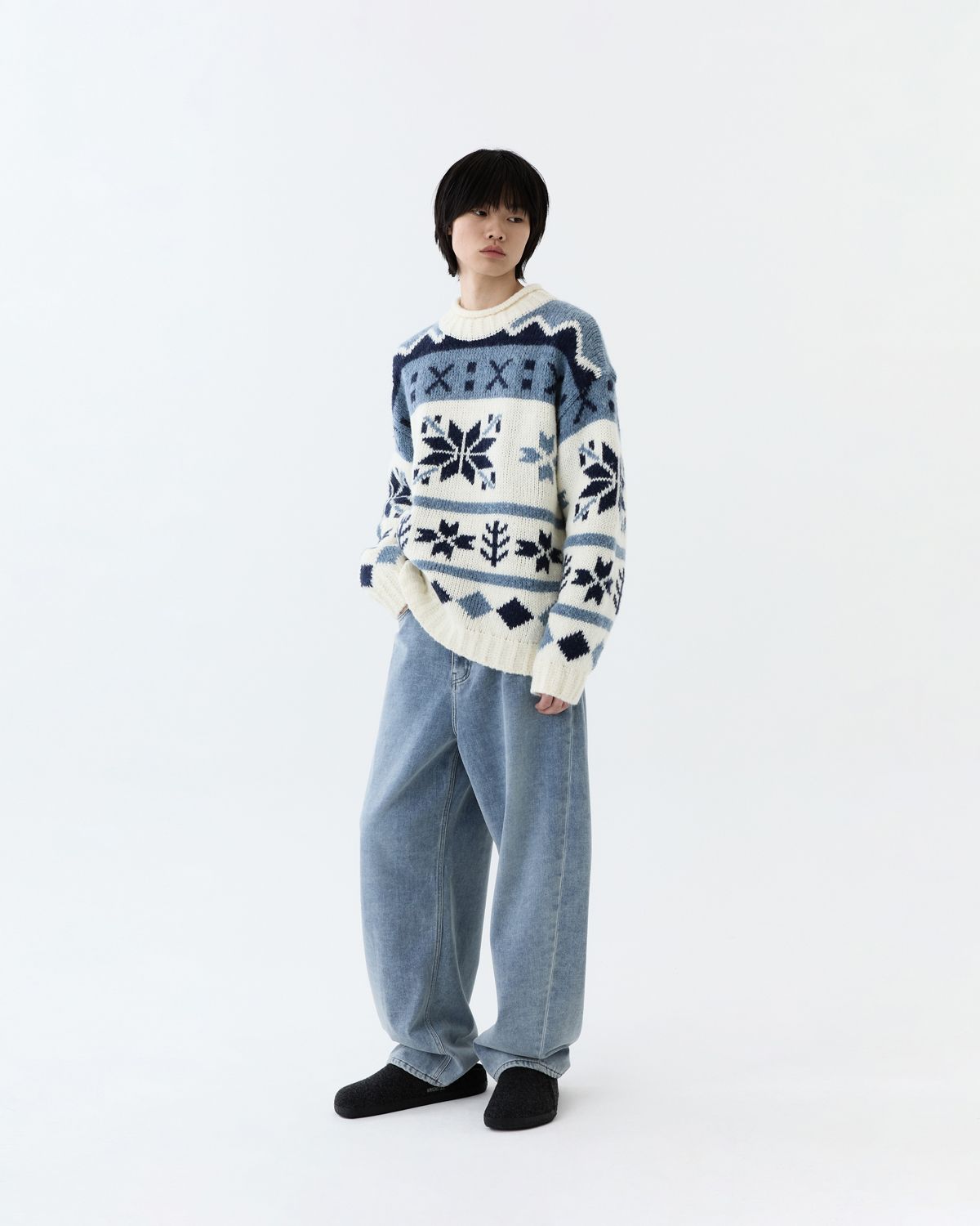 디앤드퀘스천(THEENDQUESTION) Snow jacquard knit top / IVORY