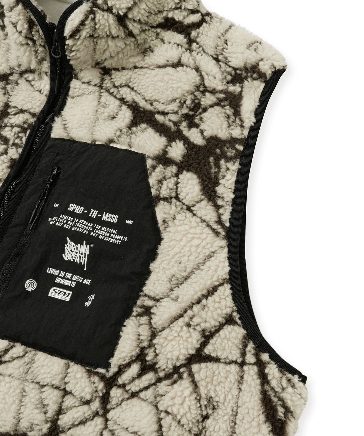 브라운브레스(BROWNBREATH) SPRAWL FLEECE PATTERN VEST - BEIGE
