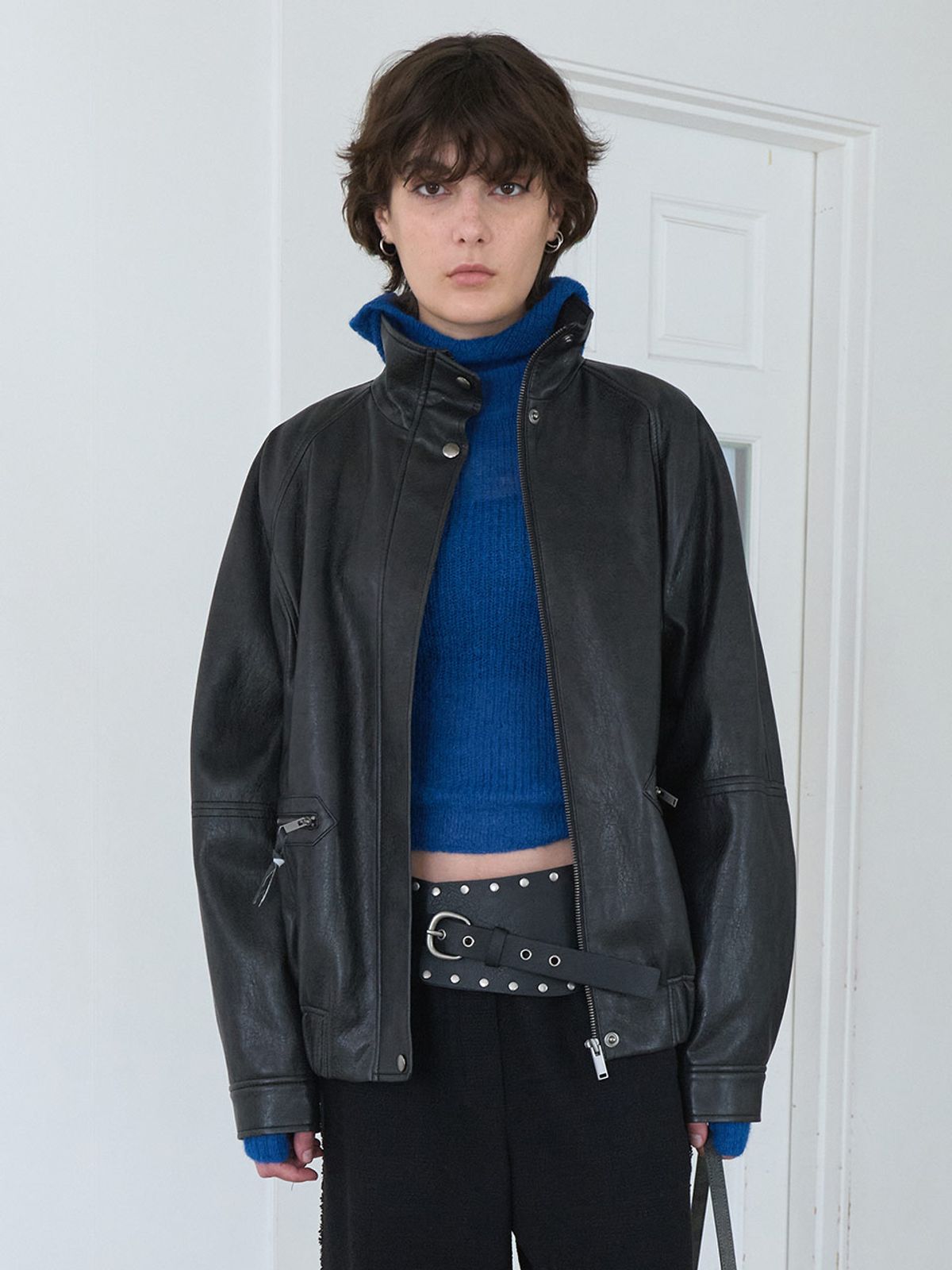 레이브(RAIVE) (사이즈추가)High-neck Leather Blouson Jacket VL5AJ093_2color