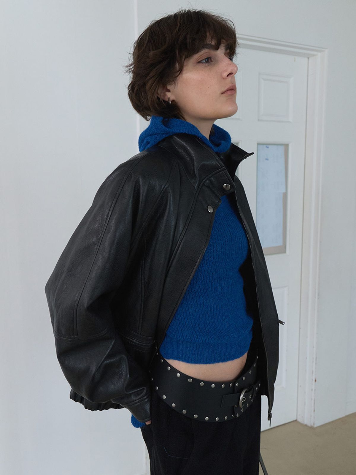 레이브(RAIVE) (사이즈추가)High-neck Leather Blouson Jacket VL5AJ093_2color