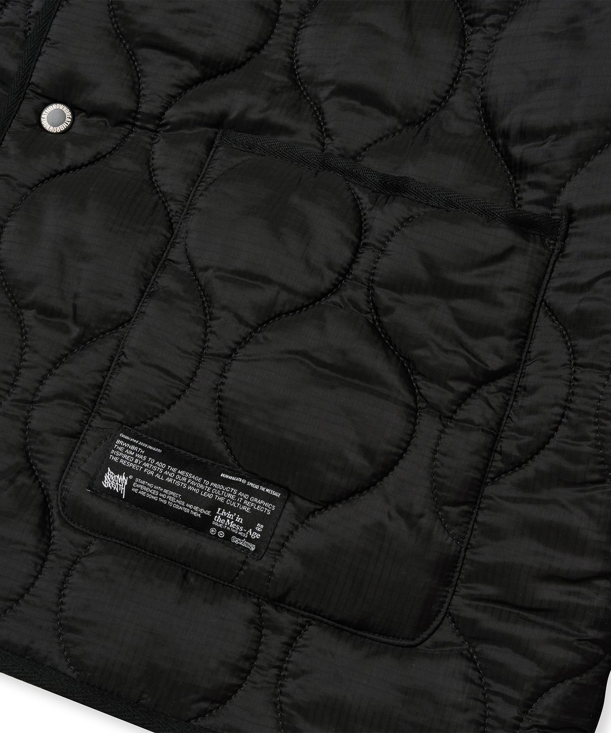 브라운브레스(BROWNBREATH) TAG QUILTED JACKET - BLACK